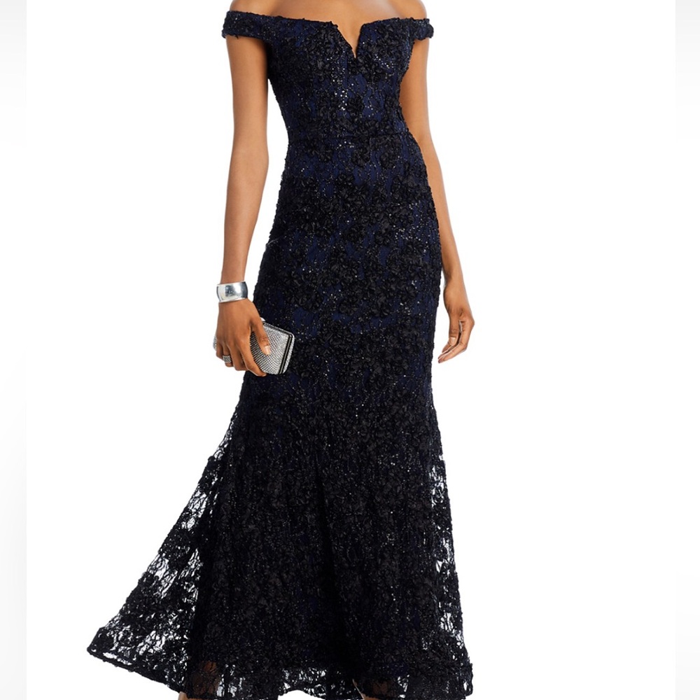 Aqua Black Lace Maxi Dress